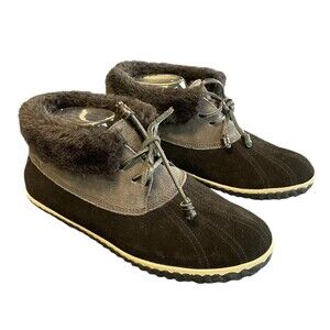 Sperry Top Sider Women's Elayna Duck Pile‎ black suede Lined Boots Sz 10M Winter